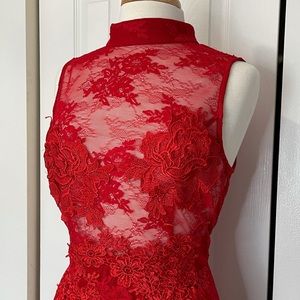 Fashion Nova Red Lace body con dress size large